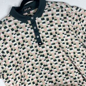 Bad Birdie Polo Shirt Mens XL Pink Green Geometric Golf Performance Stretch